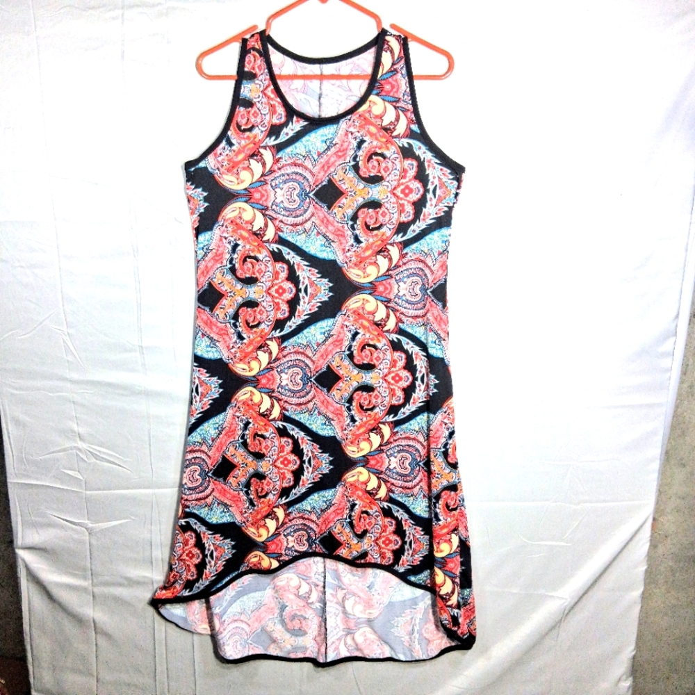 Tiffany and Grey Long Large Bohemian Crewneck Sleeveless Summer Dress